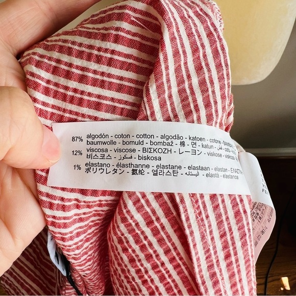 Zara Contrasting  Striped Crop Top With Ruffles - Picture 8 of 9